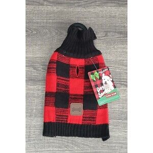 Holiday Dog Sweater Extra Small Black/Red. NWT